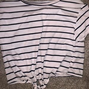 stripped tie in front shirt